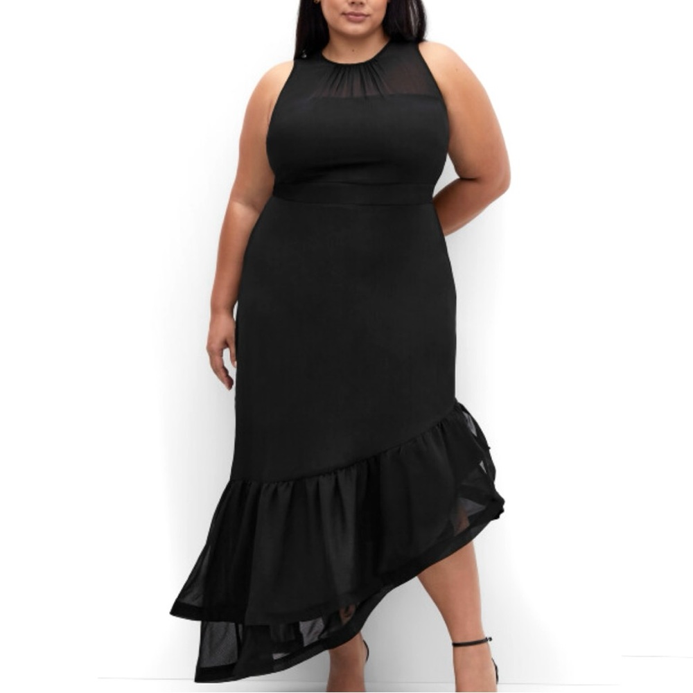 City Chic NWT Womens Plus‎ Size 22 Antionette Sleeveless Black Maxi Dress Ruffle